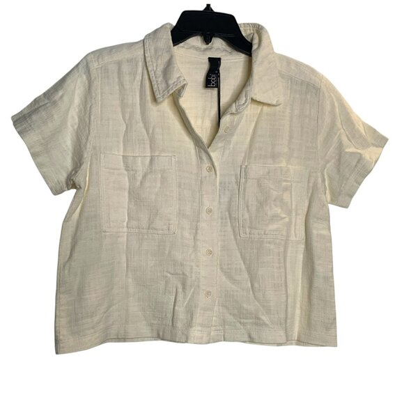 NWT Bobi Los Angeles Macadamia Boxy Short-Sleeve Button-Up Shirt Small - Picture 1 of 5